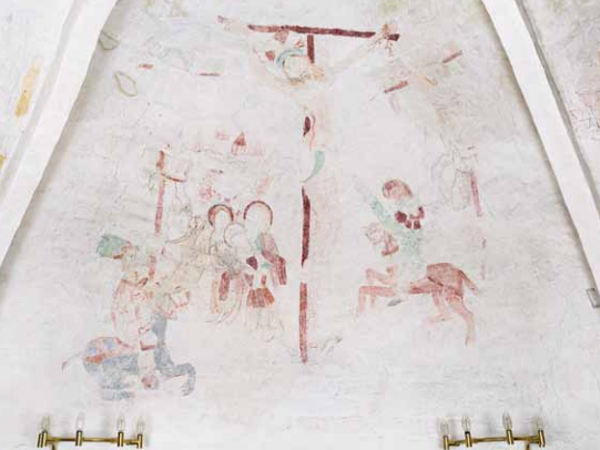 Kalkmaleri Rønninge Kirke korsfæstelsen